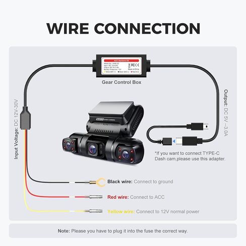 PRUVEEO Smart Acc Hardwire Kit for Dash Cam, Enables Parking Mode Monitor, Converts 12V-30V to 5V/3A, Low Voltage Protection, LED Indicator, Applicable to D90-4CH… in Saudi Arabia