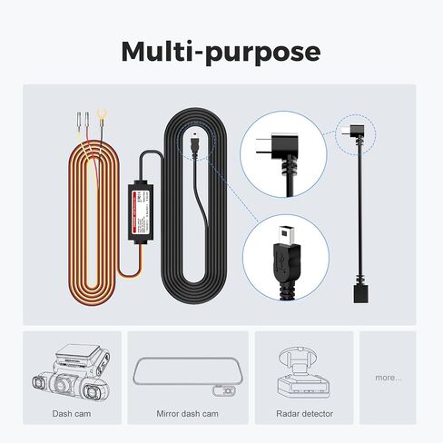 PRUVEEO Smart Acc Hardwire Kit for Dash Cam, Enables Parking Mode Monitor, Converts 12V-30V to 5V/3A, Low Voltage Protection, LED Indicator, Applicable to D90-4CH… in Saudi Arabia