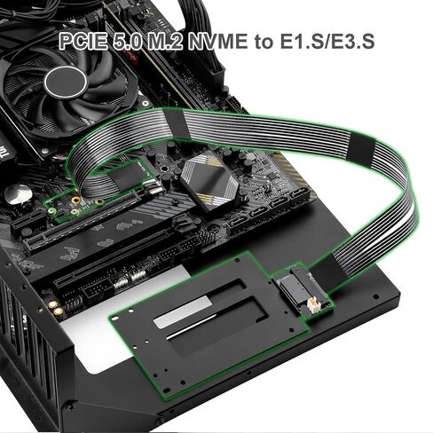 RGEEK PCIe 5.0 M.2 NVMe to E1.S E3.S SSD Adapter Card | 128Gbps Max SFF-TA-1002 Riser Card, with 12V SATA Power Cable, Adjustable 2280/2260/2242/2230 M.2 Bracket in Saudi Arabia