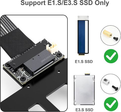 RGEEK PCIe 5.0 M.2 NVMe to E1.S E3.S SSD Adapter Card | 128Gbps Max SFF-TA-1002 Riser Card, with 12V SATA Power Cable, Adjustable 2280/2260/2242/2230 M.2 Bracket in Saudi Arabia