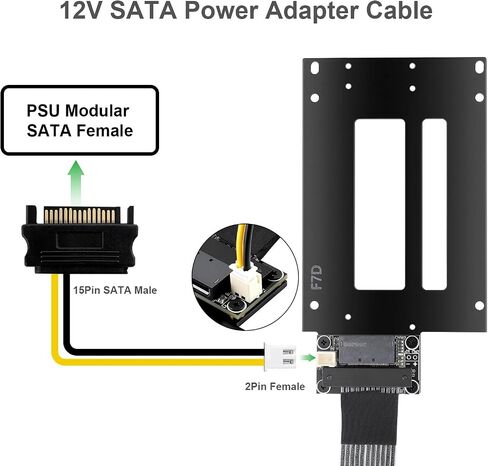 RGEEK PCIe 5.0 M.2 NVMe to E1.S E3.S SSD Adapter Card | 128Gbps Max SFF-TA-1002 Riser Card, with 12V SATA Power Cable, Adjustable 2280/2260/2242/2230 M.2 Bracket in Saudi Arabia