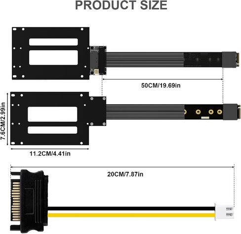 RGEEK PCIe 5.0 M.2 NVMe to E1.S E3.S SSD Adapter Card | 128Gbps Max SFF-TA-1002 Riser Card, with 12V SATA Power Cable, Adjustable 2280/2260/2242/2230 M.2 Bracket in Saudi Arabia