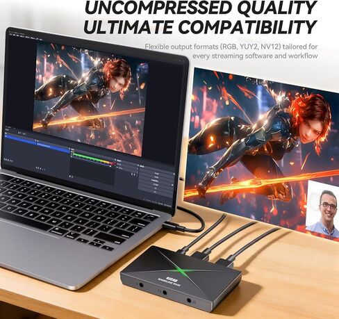 ezcap333P 4K HDMI Capture Card, USB 3.0, 4K60 Record & Passthrough | 1440p120 capture, 3.5mm mic & line-in, plug and play, ultra-low latency game streaming for PS5, Xbox, Switch, OBS, PC, Mac in Saudi Arabia