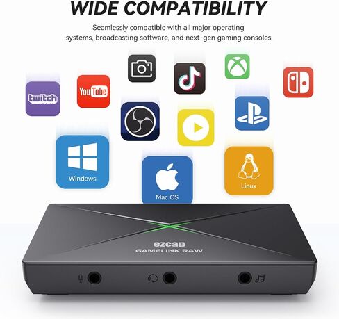 ezcap333P 4K HDMI Capture Card, USB 3.0, 4K60 Record & Passthrough | 1440p120 capture, 3.5mm mic & line-in, plug and play, ultra-low latency game streaming for PS5, Xbox, Switch, OBS, PC, Mac in Saudi Arabia