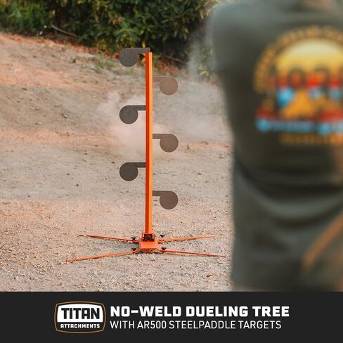 TITAN GREAT OUTDOORS طقم شجرة مبارزة بدون لحام مع أهداف مجداف فولاذي AR500 وحامل أمان، ستة مجاذيف متأرجحة فولاذية AR500، مواضع إطلاق مستقيمة أو مائلة، إعداد سهل in Kuwait