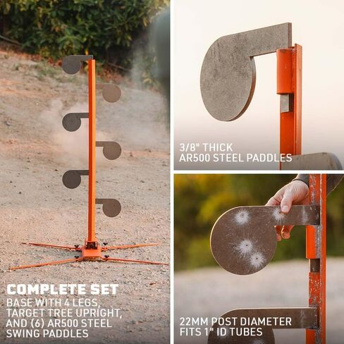 TITAN GREAT OUTDOORS طقم شجرة مبارزة بدون لحام مع أهداف مجداف فولاذي AR500 وحامل أمان، ستة مجاذيف متأرجحة فولاذية AR500، مواضع إطلاق مستقيمة أو مائلة، إعداد سهل in Kuwait