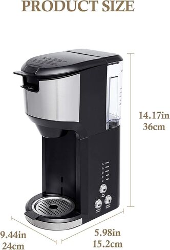 Single Serve Coffee Maker,K Cup Ground Coffee Machine | Auto-Shutoff, Compact Small 14 oz Personal Coffee Brewer with 24 oz Water Reservoir & Dual Brewing Mode for Home & Office in Saudi Arabia