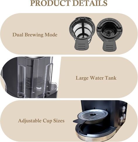 Single Serve Coffee Maker,K Cup Ground Coffee Machine | Auto-Shutoff, Compact Small 14 oz Personal Coffee Brewer with 24 oz Water Reservoir & Dual Brewing Mode for Home & Office in Saudi Arabia