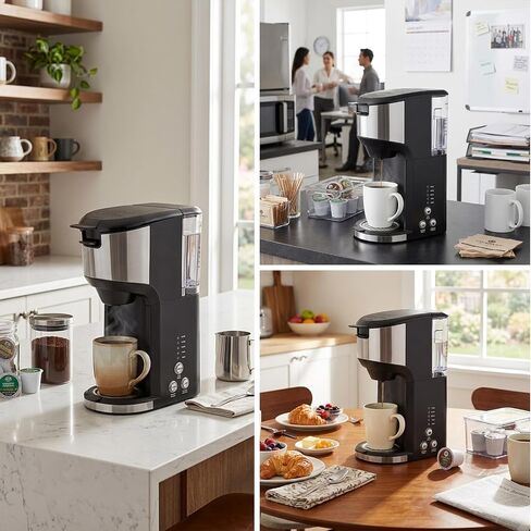 Single Serve Coffee Maker,K Cup Ground Coffee Machine | Auto-Shutoff, Compact Small 14 oz Personal Coffee Brewer with 24 oz Water Reservoir & Dual Brewing Mode for Home & Office in Saudi Arabia