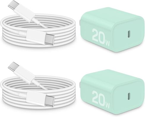 Brasag iPhone 17/16/15 Charger Fast Charging 20W PD with 6Ft Cable (2-Pack) | USB-C charger block with 6Ft C-to-C cable, compatible with iPhone 17/16/15, iPad Pro/Air, Galaxy S26/S25 & more in Saudi Arabia