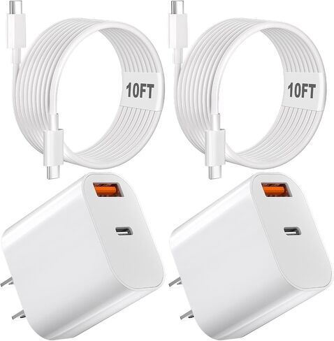 iPhone 17 16 15 Charger Fast Charging,40W Dual Port A/C Phone Charger Fast Charging USB C Wall Charger Block Quick 10FT Type C Charging Cable for iPhone 17/17 Pro Max/17 Air/16 Pro/16e/15 Plus/15 Pro in Saudi Arabia