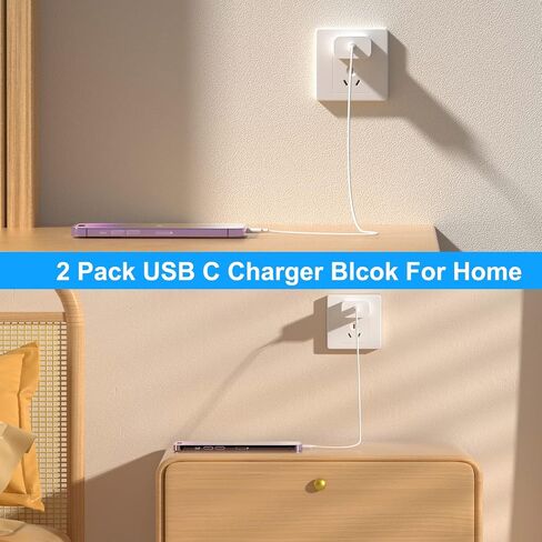USB C Charger Block, 2Pack for iPhone 17 16 Fast Charging Plug Adapter | for Apple 20W Type C Power Box for iPhone 17 16 15 14 13 12 11 Pro Max XS X XR SE Plus, for iPad USBC Wall Charge Cube Brick in Saudi Arabia