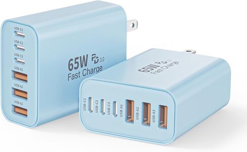 3 Pack 65W GaN Type C Wall Charger Block,6-Port Fast Charging Block,PD USB C Plug Adapter+QC Plug Compatible with Apple iPhone 17/17 Air/16E/16Pro Max/16Plus/16/15/14/13/12/11/XS Max,iPad Pro,AirPods in Saudi Arabia