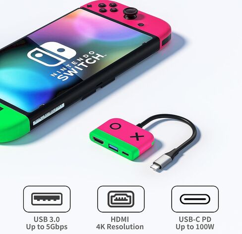 Switch Dock for Nintendo Switch,Portable Dock with HDMI TV USB 3.0 Port and USB C Charging,Compatible with Nintendo Switch Steam Deck MacBook Pro/Air Samsung and More in Kuwait