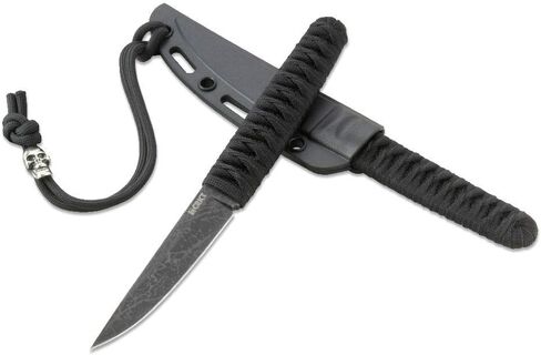 CRKT Obake Everyday Carry Fixed Blade Knife with Sheath: Stainless Steel Plain Edge Blade, Cord-Wrapped Stainless Steel Handle, 2367 in Kuwait
