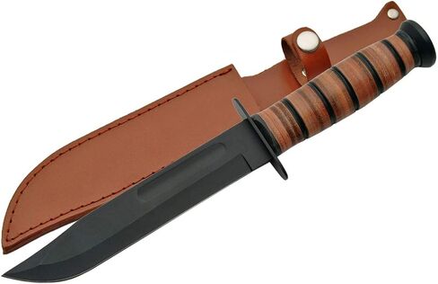SZCO Marine Hunting Knife 12 Inch - Camping Knife with Leather Handle & Stainless Steel Fuller Blade with Sheath - Pocket Knife for Hiking, Camping & Outdoor Uses - Knives for Men in Kuwait