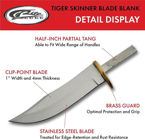 SZCO Supplies Tiger Skinner Blade Blank Knife, brass,6.5 inch in Kuwait