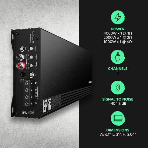 AudioControl EPIC4000، مضخم صوت أحادي الكتلة من فئة المنافسة، صوت السيارة 4000 وات RMS، مضخم صوت من الفئة D مع تمرير منخفض وفلتر دون سرعة الصوت، معادل صوت الجهير، يتضمن مقبض جهير لمضخم الصوت، وصلة Epicenter in Kuwait