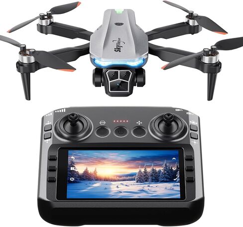 Drone with Camera - 4.5 inch LCD RC Screen and Brushless Motor Drone for Adults/Kids, Foldable 1080P HD RC quadcopter. Waypoint Fly, Altitude Hold, One Key Take Off/Landing, Gesture Selfie, 3D Flip, Long Flight Time in Saudi Arabia