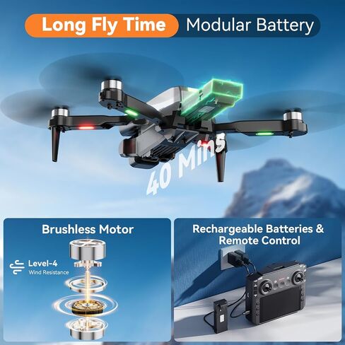 Drone with Camera - 4.5 inch LCD RC Screen and Brushless Motor Drone for Adults/Kids, Foldable 1080P HD RC quadcopter. Waypoint Fly, Altitude Hold, One Key Take Off/Landing, Gesture Selfie, 3D Flip, Long Flight Time in Saudi Arabia