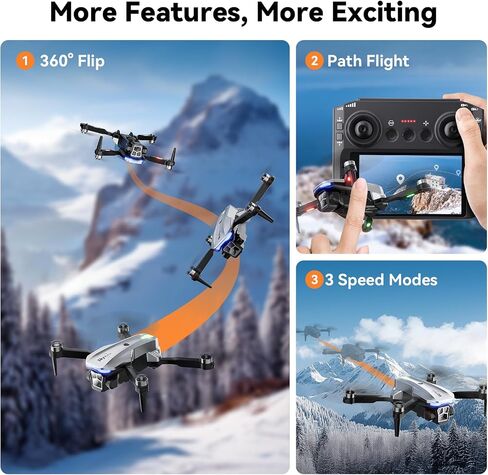 Drone with Camera - 4.5 inch LCD RC Screen and Brushless Motor Drone for Adults/Kids, Foldable 1080P HD RC quadcopter. Waypoint Fly, Altitude Hold, One Key Take Off/Landing, Gesture Selfie, 3D Flip, Long Flight Time in Saudi Arabia