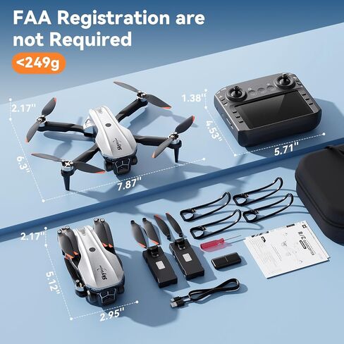Drone with Camera - 4.5 inch LCD RC Screen and Brushless Motor Drone for Adults/Kids, Foldable 1080P HD RC quadcopter. Waypoint Fly, Altitude Hold, One Key Take Off/Landing, Gesture Selfie, 3D Flip, Long Flight Time in Saudi Arabia