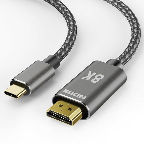 كابل 8K USB C إلى HDMI بطول 6 أقدام، 8K@60 هرتز 4K@240 هرتز، HDMI 2.1 48 جيجابت في الثانية، HDR10 وHDCP 2.3 USB4 نوع C إلى سلك HDMI لـ Thunderbolt 5/4/3، MacBook Pro Air iPad، Mac mini، iPhone 17 Pro Max، Galaxy S26، XPS، Surface in Kuwait