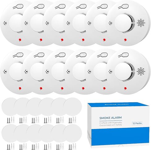 Home Alarm Siren for House,Small Home Detector,S01,12PCS | Replaceable Battery Powered,Low Battery Warning in Kuwait