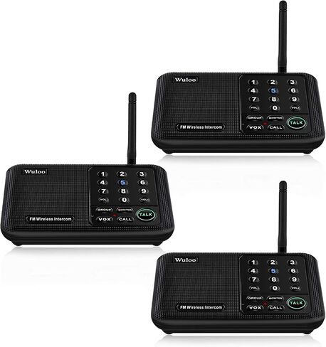 Wuloo Intercoms Wireless for Home 5280 Feet Range 10 Channel 3 Code, Wireless Intercom System for Home House Business Office, Room to Room Intercom, Home Communication System (6 Packs, Black) in Saudi Arabia