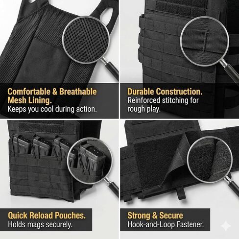 Outdoor Safety Protection Airsoft Vest Hunting Adjustable Vest Black in Saudi Arabia