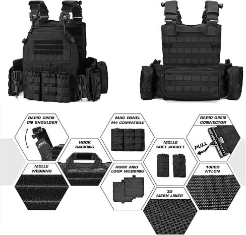 MOZETO Tactical Military Airsoft Weighted Quick Release Adjustable Modular Vest in Kuwait
