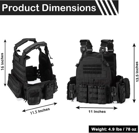 MOZETO Tactical Military Airsoft Weighted Quick Release Adjustable Modular Vest in Kuwait
