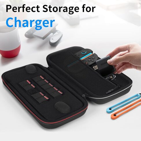 JOYLINK Large Capacity Carrying Case for Nintendo Switch 2, Anti-Drift Hard Shell Travel Case Fit Charger, with 9 Game Card Slots & Mesh Pocket - Shockproof Portable Storage Bag in Saudi Arabia