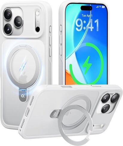 CASEKOO Ultra-Magnetic Stand for iPhone 16 Pro Max Case, Shockproof, Black | [Military Drop Protection] [Compatible with MagSafe] Translucent Matte Slim Ring Holder Case for iPhone 16 ProMax 6.9 Inch in Saudi Arabia