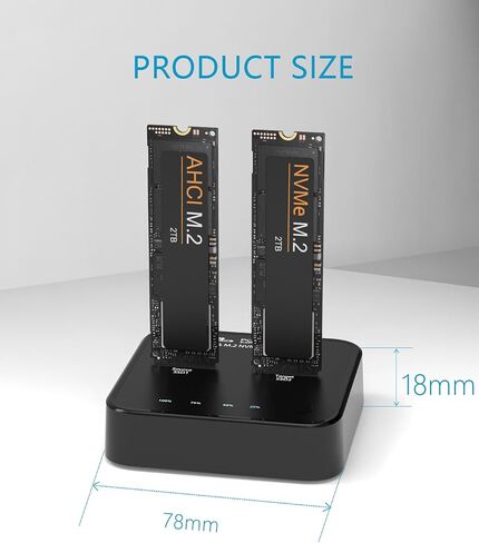 K3016P2 NVMe AHCI Cloner Duplicator, Dual Bay M.2 SSD Docking | 20Gbps, Offline Cloner and Copy Function, SSD Size 2230/2242/2260/2280 in Saudi Arabia