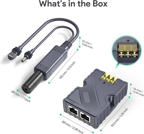 SURVADV® 150W Starlink Mini PoE Splitter Adapter Set for Starlink Mini | 100W Splitter DC 48V/3A Input, Gigabit Passive Surge & ESD Protection for High-speed Starlink Mini Internet Satellite kits in Saudi Arabia