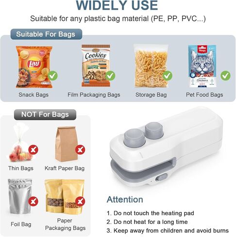 Mini Bag Sealer, 2 in 1 Type-C Rechargeable Heat Sealer, Sealing & Cutting, Portable Bag Resealer for Plastic Bags Snack Bags in Saudi Arabia