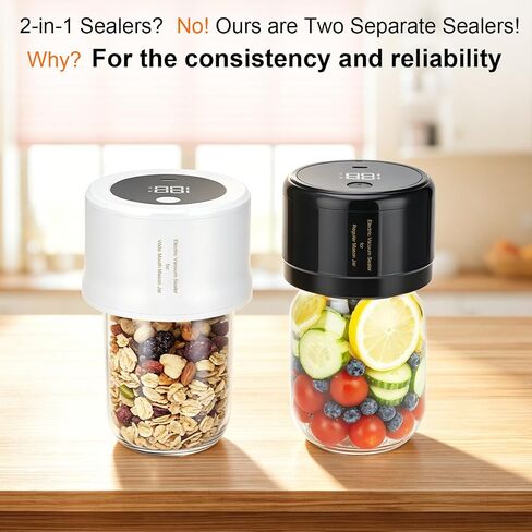 Reespring Mason Jar Vacuum Sealer Kit - 2 Separate Vacuum Sealers for Wide Mouth Mason Jar and Regular Mouth Mason Jars Respectively- Also comes with 20 Canning Lids for Mason Jars in Saudi Arabia