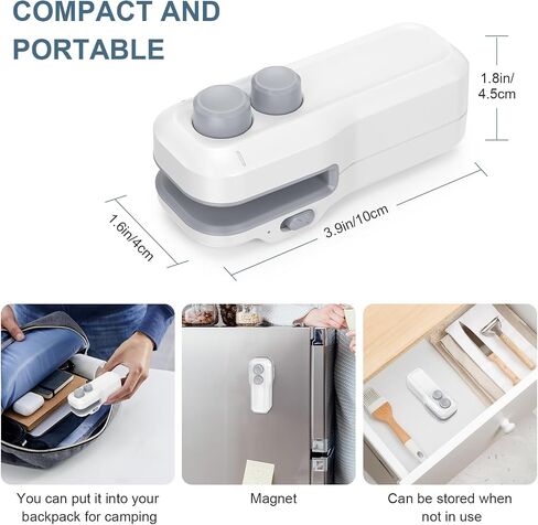 Mini Bag Sealer, 2 in 1 Type-C Rechargeable Heat Sealer, Sealing & Cutting, Portable Bag Resealer for Plastic Bags Snack Bags in Saudi Arabia
