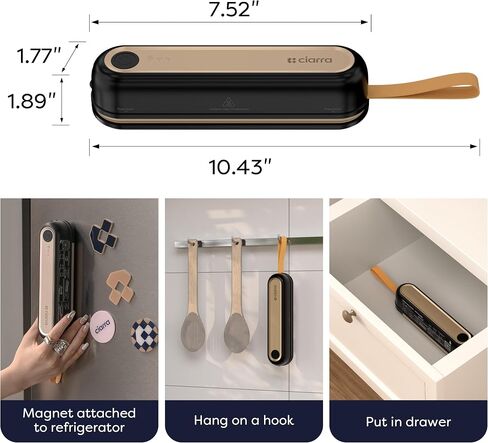 CIARRA Handheld Vacuum Sealer – Portable Food Preservation Machine with 3 Modes, Compact Automatic Sealing System for Dry & Wet Foods (Vacuum Sealer + 5 Pcs Vacuum Seal Bags) in Saudi Arabia