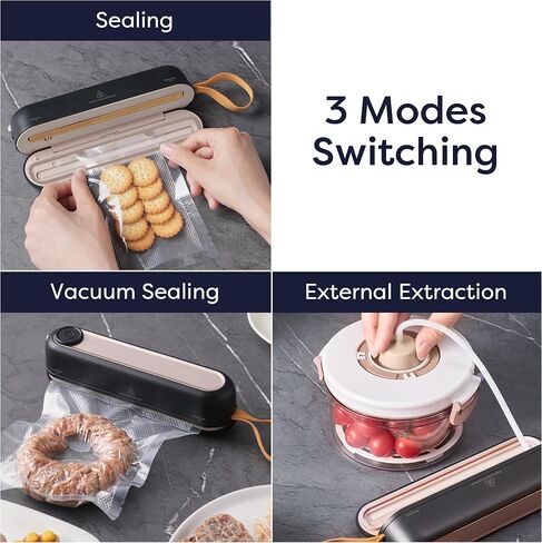 CIARRA Handheld Vacuum Sealer – Portable Food Preservation Machine with 3 Modes, Compact Automatic Sealing System for Dry & Wet Foods (Vacuum Sealer + 5 Pcs Vacuum Seal Bags) in Saudi Arabia