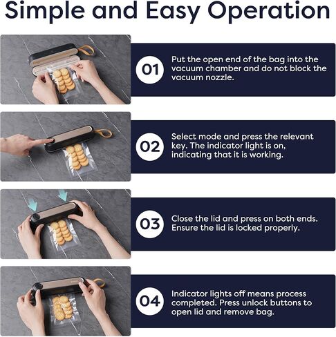 CIARRA Handheld Vacuum Sealer – Portable Food Preservation Machine with 3 Modes, Compact Automatic Sealing System for Dry & Wet Foods (Vacuum Sealer + 5 Pcs Vacuum Seal Bags) in Saudi Arabia