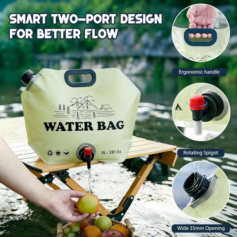 Quinnsus Collapsible Water Jug 2.1 Gallon/8L Portable Camping Water Container with Spout & Handle, Leakproof Foldable Water Bag for Camping, Outdoor Hiking, Travel and Emergency Storage in Saudi Arabia