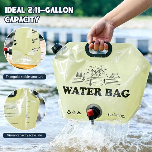Quinnsus Collapsible Water Jug 2.1 Gallon/8L Portable Camping Water Container with Spout & Handle, Leakproof Foldable Water Bag for Camping, Outdoor Hiking, Travel and Emergency Storage in Saudi Arabia