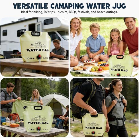 Quinnsus Collapsible Water Jug 2.1 Gallon/8L Portable Camping Water Container with Spout & Handle, Leakproof Foldable Water Bag for Camping, Outdoor Hiking, Travel and Emergency Storage in Saudi Arabia