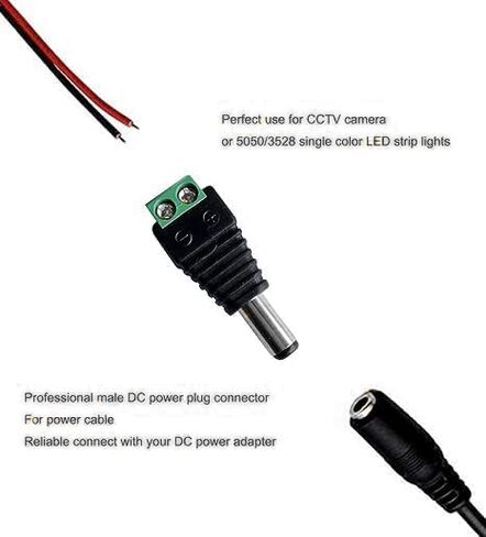 10 Pairs 12V 5A DC Power Plug Connectors (5.5mm x 2.1mm) | 10 Male & 10 Female Jacks, LED Strips, CCTV Cameras, Security Systems, Durable Barrel Adapters in Saudi Arabia