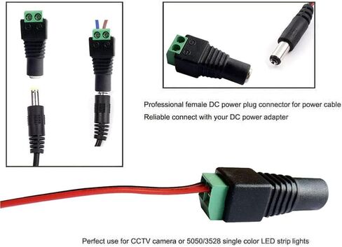 10 Pairs 12V 5A DC Power Plug Connectors (5.5mm x 2.1mm) | 10 Male & 10 Female Jacks, LED Strips, CCTV Cameras, Security Systems, Durable Barrel Adapters in Saudi Arabia