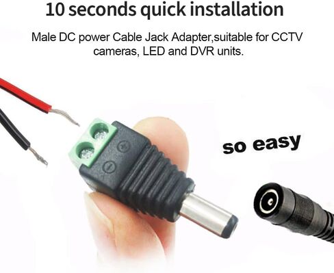 10 Pairs 12V 5A DC Power Plug Connectors (5.5mm x 2.1mm) | 10 Male & 10 Female Jacks, LED Strips, CCTV Cameras, Security Systems, Durable Barrel Adapters in Saudi Arabia