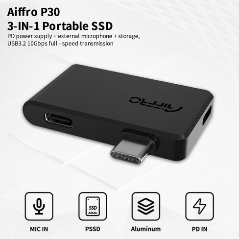 P30 3 in 1 Portable SSD, Supports ProRes/Microphone, with PD interface, Up to 1000MB/S, Compatible With iPhone 15/16 (pro max and above) And Android Phone, Designed Exclusively For The Profession in Saudi Arabia