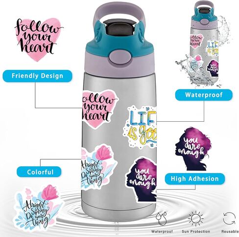 100 Pcs Inspirational Stickers, Motivational Positive Affirmation Stickers | For Kids, Teens, Adults, Waterproof Vinyl Encouraging Quote Stickers for Water Bottles Scrapbook Laptop Journal Tumbler etc in Kuwait